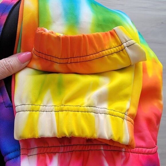 Rainbow Tie Dye Polyester Unisex Sweat Pants Beach Summer Activewear size M NWOT - Picture 10 of 12